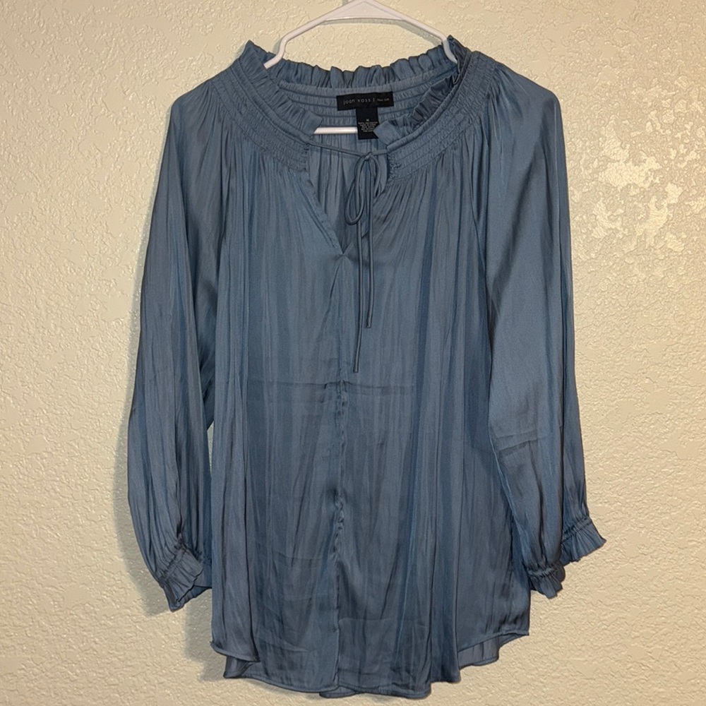 Joan Vass New York | Designer Blue Business Casual Blouse NWOT